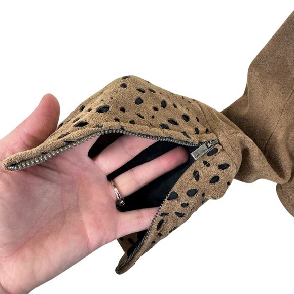 BCBG Max Azria Skyler Faux Suede Laser Cut Asymmetrical Full Zip Jacket Size M - Picture 5 of 8